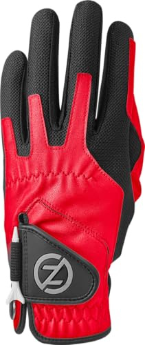 Zero Friction Guanto da Golf da Uomo, a Compressione, Sintetico, per Mano Sinistra, Universale, Taglia Unica, Rosso