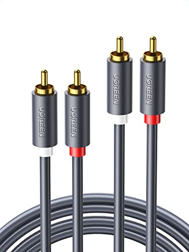UGREEN RCA Cable, 10FT 2RCA Male to 2RCA Male Stereo Audio Cable Gold Plated Car Subwoofer Adapter Dual Shielded Red and White Cord for Home Theater Amplifier Hi-Fi System Car Audio Speaker