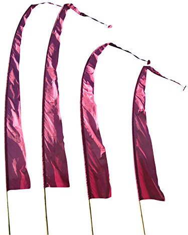 Asiatische Gartendekoration in Rosapink | Umbul-Umbul Fahne 5 m aus Satin OHNE STANGE | Bali Flagge für Garten, Terrasse, Balkon & Eventdekoration