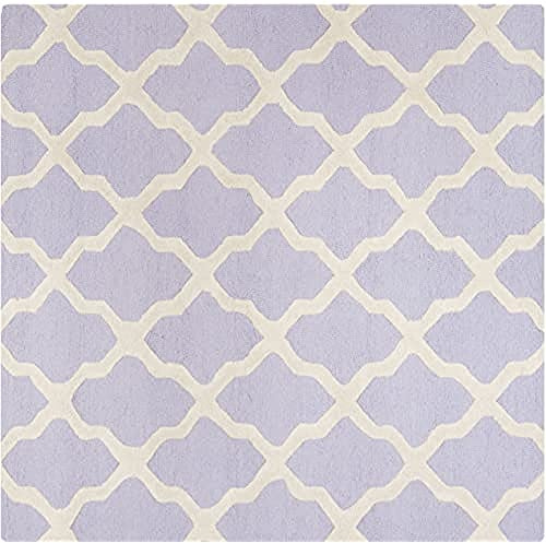Safavieh Trellis Indoor Hand Tufted Square Area Rug, Cambridge Collection, CAM121, in Lavender / Ivory, 183 X 183 cm for Living Room, Bedroom or Any Indoor Space