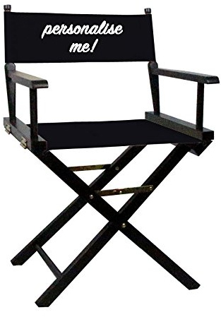 Personalise Online - Premium Directors/Make-up/Cosmetic Chair (Black Wood Frame & Canvas) - FREE PERSONALISATION - Customised, Solid Wood, Gift for her – for Makeup Artists, Film Production, Events