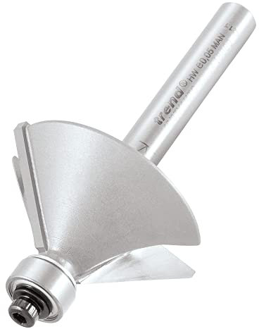 Trend Professional Bearing Guided Chamfer Cutter, 45-Degree, 1/4 Inch Shank, 31.8mm Cut Diameter & 12mm Cut Length, Tungsten Carbide Tipped, 46/37X1/4TC