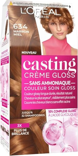 L'Oréal Paris Casting Creme Gloss Haarfarbe Ton in Ton für Haar – ohne Ammoniak – Honigbraun (634)