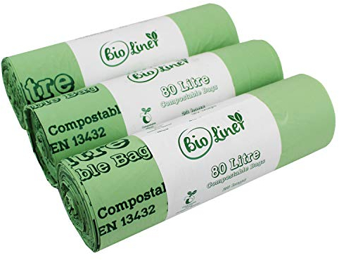 80 litre X 60 sacs Marque All-Green Biobag Lot compostables Sacs Poubelle de cuisine – Nourriture Sacs Poubelle – en 13432–80L Swing-bin Sacs avec guide de compost
