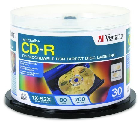 Verbatim Lightscribe CD-R 80min 700mb pacco da 30 mandrini 52x Oro Superficie