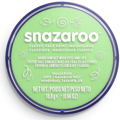 Snazaroo Classic Face and Body Paint for Kids and Adults, Pale Green Colour, Water Based, Easily Washable, Non-Toxic, Makeup, Body Painting for Parties, for Ages 3+