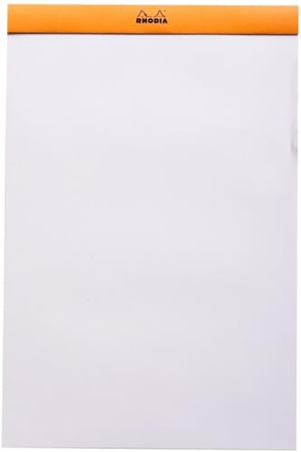RHODIA 19000C - Stapled Notepad N°19 Orange - A4+ - 80 Detachable Sheets - Plain White Clairefontaine Paper 80 g/m - Soft, Resistant and Waterproof Coated Card Cover - Basics