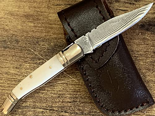 Perkin Damascus Folding knife, Unlocking Blade