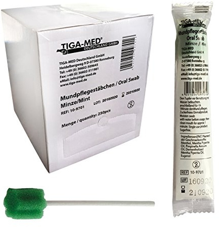 Tiga-Med - Palillos para cuidado bucal (250 unidades, higiénicos, empaquetados individualmente)
