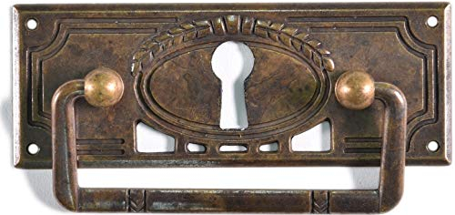 Antikmöbel Griff Schlüsselschild aus Metall antik patiniert (5020/A2.01)