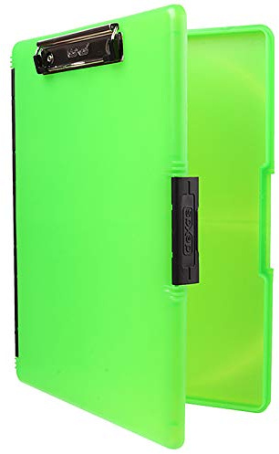 Dexas Slimcase 2 Plastic Clipboard with Storage and Side Opening, Neon Green, Office Supplies Clipboards to Organize, Carry and Store, A4 Holder, Style and Functionality Nursing Clipboard