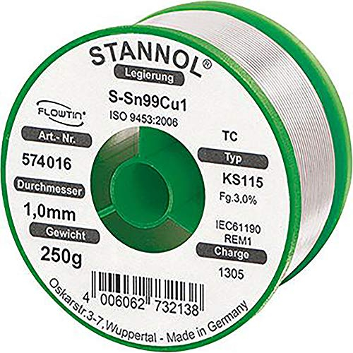 Stannol KS115 Loetzinn, bleifrei Spule Sn99,3Cu0,7 250g 1mm