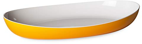 Omada Design Plat ou plat de 38 cm x 23 cm avec intérieur blanc et extérieur color, Ligne Trendy,Jaune