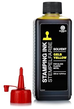 1000 ml Solvent Stempelfarbe gelb, auf Lösemittelbasis für nichtsaugende und nichtporöse Untergründe, lasierend