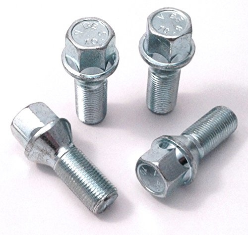 Alloy wheel bolts, Zinc plated M14x1.25 (M14 x 1.25) Taper seat, 17mm hex, 27mm thread length. Set of 4 wheel bolts (BM002)