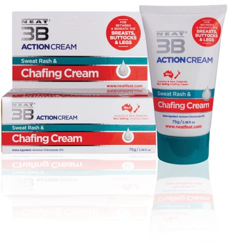 Neat 3B Action Cream - Anti Chafe Balm & Antiperspirant for Chub Rub, Sweat Rash, Sweating - Unscented Anti Chafing Chamois Cream - 75 Grams