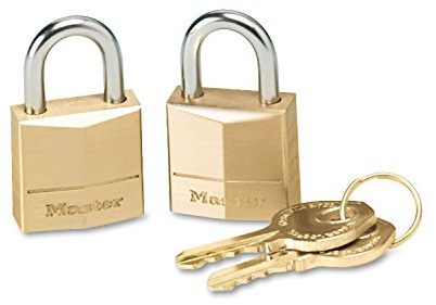 Master Lock Padlock, Solid Brass Lock, 3/4 in. Wide, 120T (Pack of 2-Keyed Alike)