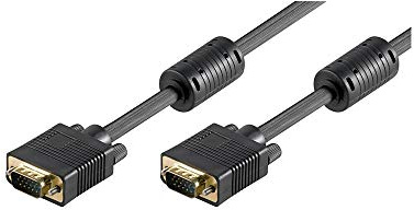 Goobay 50489 VGA auf VGA Kabel 3m / Monitorkabel / Full HD SVGA Bildschirmkabel / VGA Stecker 15 polig vergoldet / 2x Ferritkern Monitor Kabel / Schwarz / 3m
