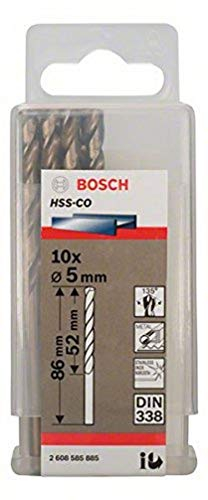 Bosch 10x PRO Stainless Steel HSS-Co Twist Drill Bit (for Steel, Stainless steel, Ø 5,00 mm, Professional Accessory Rotary Drill/Drivers)