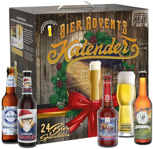 Kalea | Bier-Adventskalender | Edition Deutschland | Bestückung 2025 | inkl. Verkostungsglas | 24 x 0,33l Biere | Geschenk zur Vorweihnachtszeit für Bierliebhaber