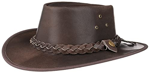 Hooley Lederhut Hut Outdoorhut Herrenhut Cowboyhut (S/54-55 - braun)