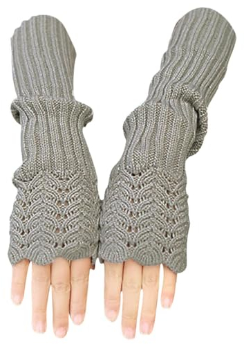 Novawo Damen Fashion Armstulpen Halbhandschuhe Armlinge Lange Handschuhe Winter Warmer fingerlose Handschuhe Strick
