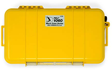PELI 1060 Micro Case, Protection for Smartphone and Small Gear during Outdoor Adventures, IP67 Watertight, 3L Capacity, Made in US, Yellow/Black Liner