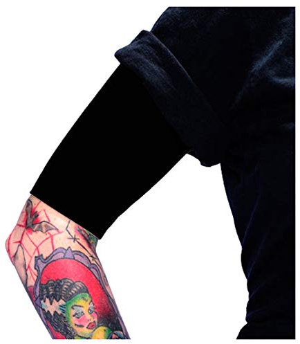 Tat2X Ink Armor Premium Half Arm Tattoo Cover Up Sleeve - No Slip Gripper - U.S. Made - Black - ML (single half arm sleeve)