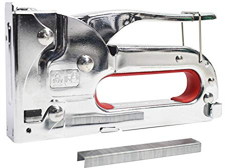 TRIXES Grapadora y 100 Grapas - Grapadora para Grapas de Metal - Pistola Grapadora Manual - Acero Inoxidable de Alta Resistencia