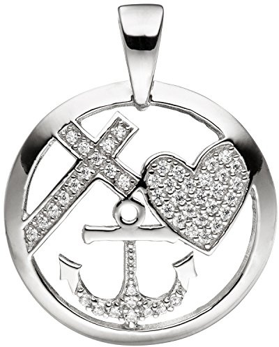 Jobo Damen-Anhänger Glaube Liebe Hoffnung aus 925 Sterling Silber mit Zirkonia