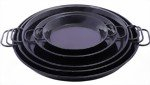 optimgas Paellapfanne, 60cm, emailliert, Legierter Stahl, Edelstahlgriff, für Paella und Eintopfgerichte, ohne Antihaftbeschichtung