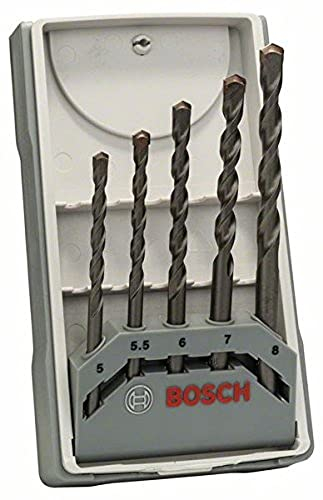Bosch 2 607 017 081 - Juego de 5 brocas para hormigón CYL-3-5; 5,5; 6; 7; 8 mm (pack de 5)