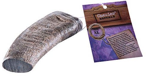 Chewies Büffelhorn für Hunde - gefülltes Kauhorn vom Wasserbüffel - natürliches Kauspielzeug - Zahnpflege und Spielspaß in 1 - Größe XL: Für Hunde bis 35 kg Körpergewicht