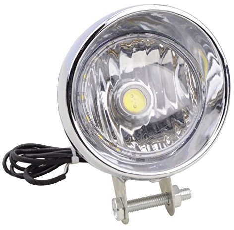 GOOFIT Phare Avant de Moto chromé avec indicateur intégré - Remplacement pour Scooter VTT Cruiser Chopper etc