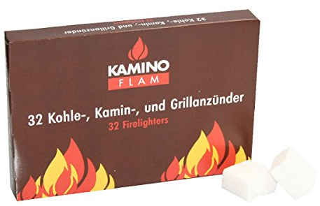 KaminoFlam Grillanzünder Würfel 32 Stück - Kaminanzünder - Kohleanzünder - Grill Anzünder für Kohle & Holz - Feueranzünder für Grillkamin & Ofen