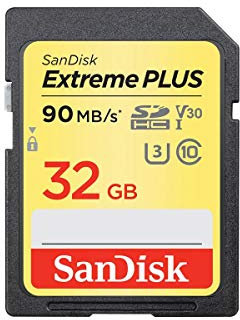 SanDisk Extreme Plus 32 GB SDHC Memory Card, Twin Pack, Up to 90 MB/s, Class 10, U3 , V30