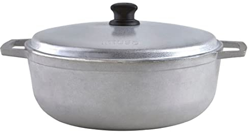 IMUSA 7.5 Quart Traditional Natural Made in Colombia Caldero with Lid for Cooking and Serving,Silver