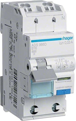 Hager ADS963D FI-LS 1P+N 6kA C-13A 30mA A QC