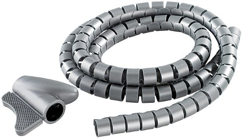 dream audio Kabelspirale: Flexibler Kabelschlauch 22mm mit Einfädeltool, 1.5m in silber (Kabelschlauch Design, Flexibler Kabelkanal, Kabelführung flexibel)