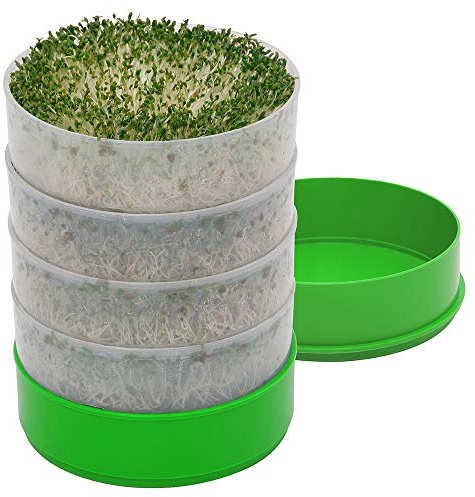KITCHEN CROP Deluxe Seed Sprouter with 4 Growing Trays and 1 Seed Packets, (Alfalfa Seeds) Easily Grow Sprouts Indoors for a Healthy Lifestyle