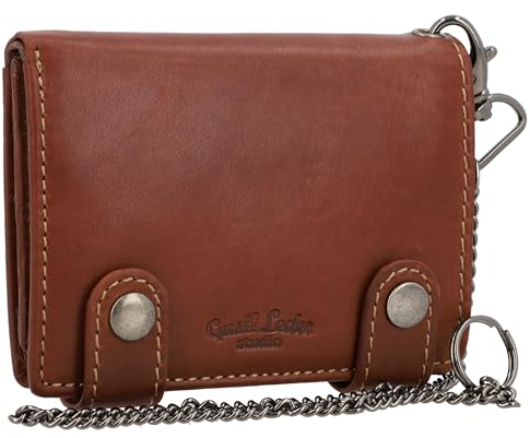Gusti Leder Geldbeutel mit Kette Ben – Biker Geldbörse Herren aus Rindsleder – Portemonnaie mit Kette, 6 Kartenfächern & Druckknopfverschluss