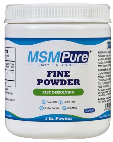 KALA HEALTH MSMPure Fast Dissolving Fine MSM Powder Crystals – US-Made MSM for Joint Health, Skin Appearance, and Hair & Nail Support – 1 lb, Organic Sulfur