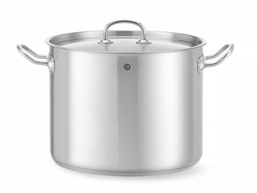 HENDI Marmite, haute, couvercle avec trous de vapeur, pot de cuisson, casserole, braisière, faitout, convient à toutes les sources de chaleur, lavable au lave-vaisselle, 13.5L, ø280x(H)220mm, inox