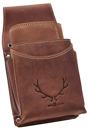 Menzo Profikellnerset 12 Monate GARANTIE! Kellnerbörse Kellnergeldbörse Leder doppelt genäht (Dunkelbraun (Geweih))