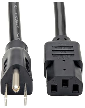 Eaton Tripp Lite Series 15 Amp Standard 6ft Computer Power Cord for PC, Monitor, Laptop & More | UL Listed, Heavy Duty 14 AWG, 5-15P to IEC C13, Replacement 3 Prong AC Power Cable (P007-006)
