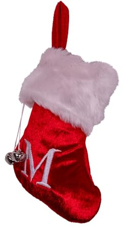 Kurt Adler Red/White Monogrammed M Miniature Stocking
