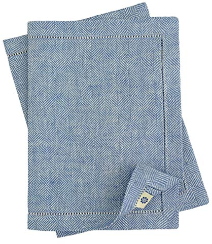 Linen & Cotton Hochwertig Tischsets Platzsets mit Hohlsaum Scandi - 100% Leinen, Dunkelblau (30 x 44cm, 2 Stück) Festlich Elegant Tisch Matten für Weihnachten Fest Restaurant Hotel Cafe