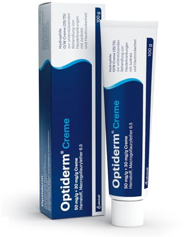 Optiderm Creme, medizinische Hilfe bei Juckreiz und trockener Haut, zur Feuchtigkeitsregulierung der Haut, unterstützend bei Hauterkrankungen, schnell einziehend, kortisonfrei, 100 g
