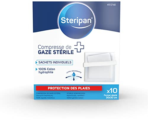 Steripan-10 compresse di garza, 30 x 30 cm, confezione da 2