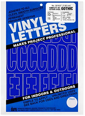 Graphic Products Permanent Adhesive Vinyl Letters and Numbers, 3-Inch, Blue, 160/pkg
